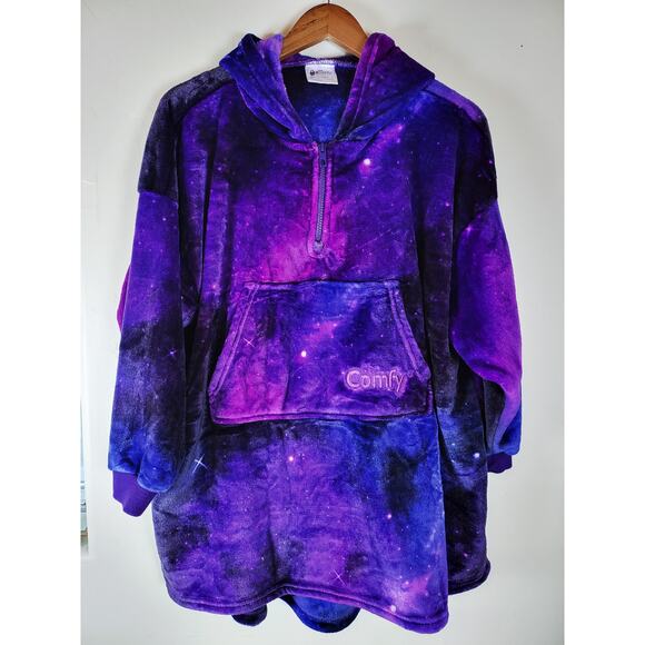 NWOT The Comfy Original Jr Kids Wearable Hoodie Blanket w/ Pockets Galaxy Print - Picture 1 of 4